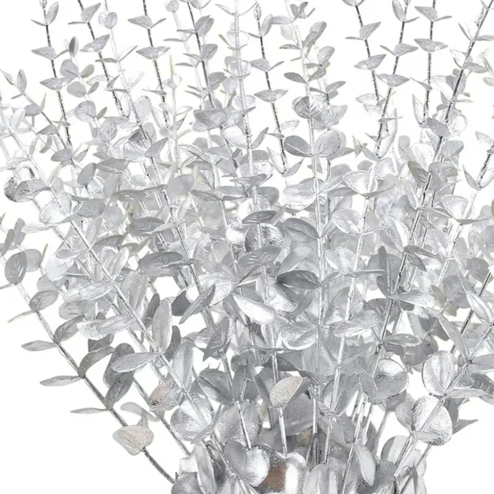 Set of 15 Faux Eucalyptus Stems - 10 Black & 5 Silver - 15